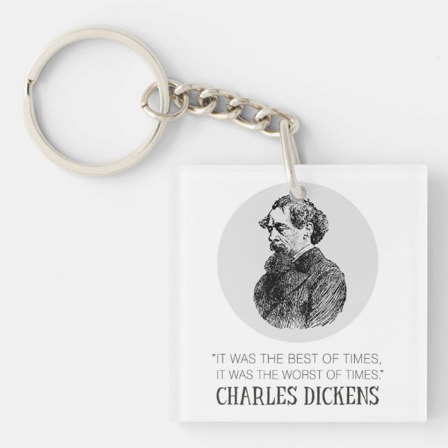Porte-clefs Charles Dickens Portrait et Citation (Devant)