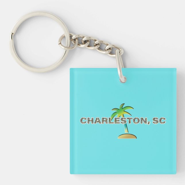Porte-clefs Charleston, SC : Lettres sur les palmiers (Devant)