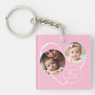 Porte-clefs Charmant 6 Photo "Meilleure Maman Jamais" Rose, Co