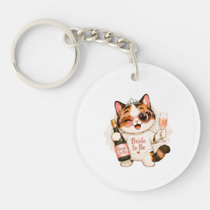 Porte-clefs Charmante Douce Chatte Tricolore Future Mariée