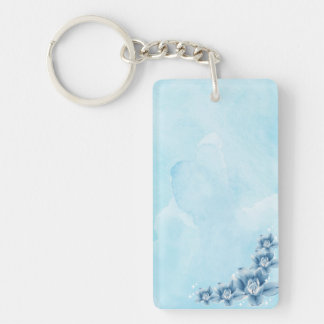 Porte-clefs Charme acrylique floral bleu