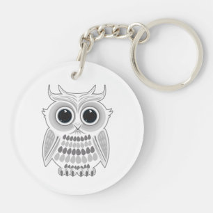 Porte-clefs Charme de chouette de dessin animé blanc Kawaii po