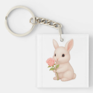 Porte-clefs Charme de lapin mignon et lunatique