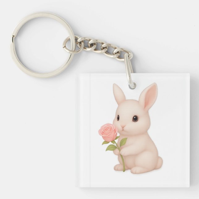 Porte-clefs Charme de lapin mignon et lunatique (Devant)