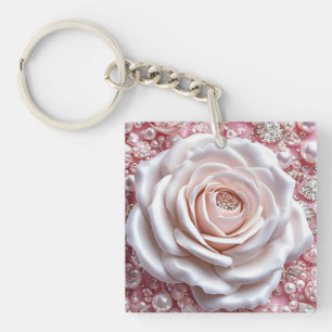 Porte-clefs 🌹 Charme de sac à la rose blanche pour un style é