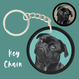 Porte-clefs Charme de visage de Pug noir mignon Amour de chi
