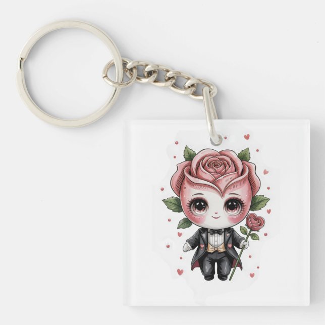 Porte-clefs Charme Rose Roméo (Devant)