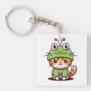 Porte-clefs Charming Chat in Frog Casquette - Adorable Baby Ki