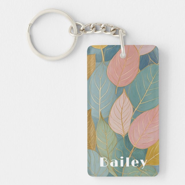 Porte-clefs Charpente capricieuse : Pastel Feuilles (Devant)