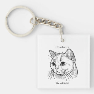 Porte-clefs Chartreux Portrait de chat