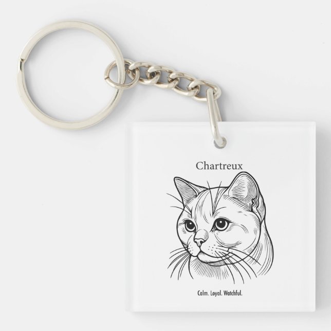 Porte-clefs Chartreux Portrait de chat (Devant)