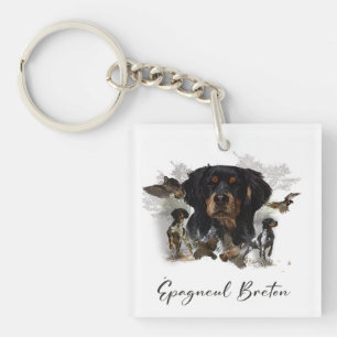 Porte-clefs Chasse à la bécasse avec Bretagne Spaniel