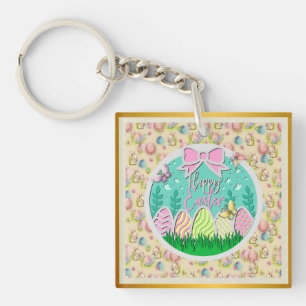 Porte-clefs Chasse aux oeufs de Pâques mignonne et papillons c