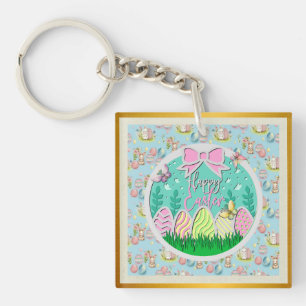 Porte-clefs Chasse aux œufs de Pâques mignonne et papillons co