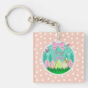 Porte-clefs Chasse aux œufs de Pâques mignonne et papillons co