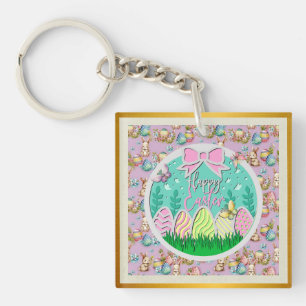 Porte-clefs Chasse aux œufs de Pâques mignonne et papillons co
