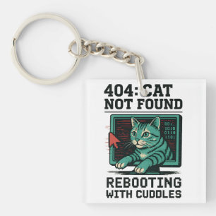 Porte-clefs Chat 404 Erreur Chat Non Trouvé Redémarrage Câlins