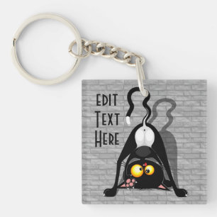 Porte-clefs Chat à l'envers Personnage de dessin animé drôle