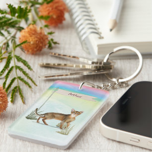 Porte-clefs Chat Abyssin de nom personnalisé