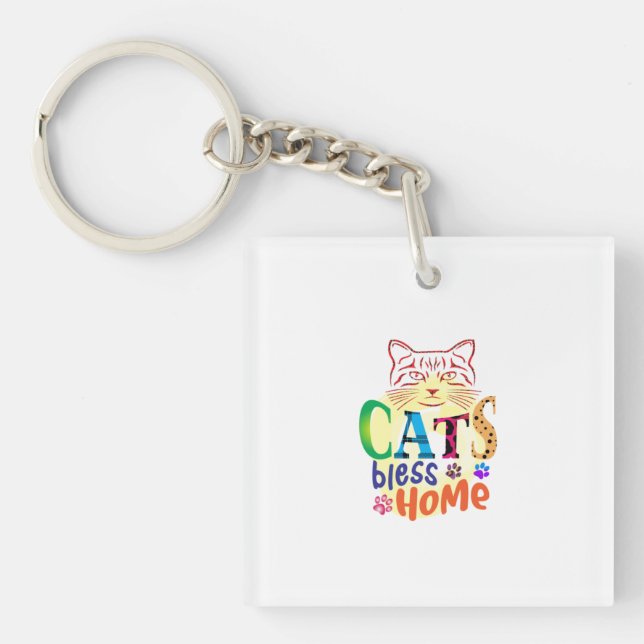 Porte-clefs Chat Art Chats Bless Home (Devant)