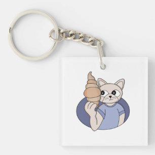 Porte-clefs Chat au croissant drôle