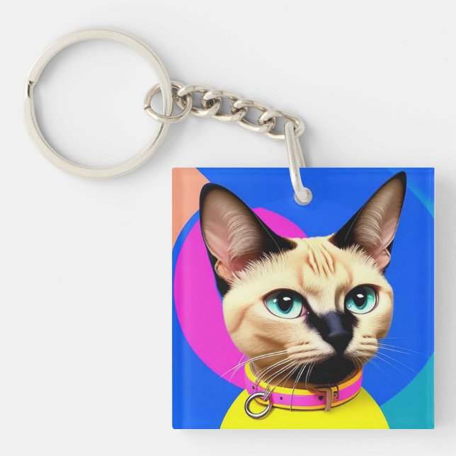 Porte-clefs Chat aux yeux saisissants (Devant)