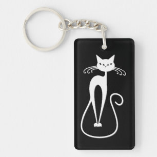 Porte-clefs Chat blanc maigre fantaisiste