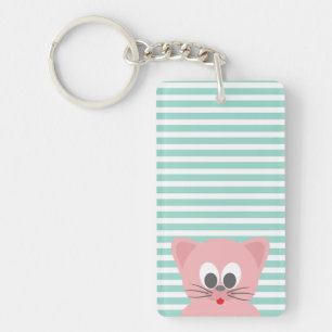 Porte-clefs Chat blanc mignon sur bandes