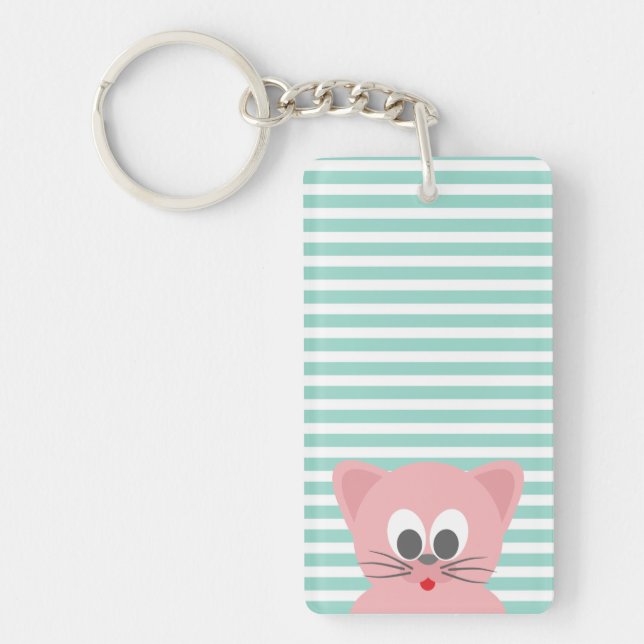 Porte-clefs Chat blanc mignon sur bandes (Devant)