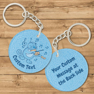 Porte-clefs Chat bleu avec Porte - clé violon