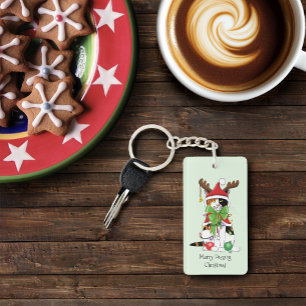 Porte-clefs Chat Calico de Noël amusant