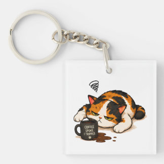 Porte-clefs Chat Calico Grincheux - Café parlé