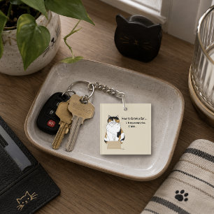 Porte-clefs Chat calicot beige drôle Boîte Humour Attrapé