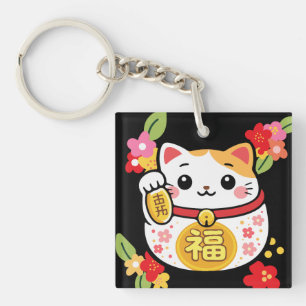 Porte-clefs Chat chanceux maneki Kawaii japonais