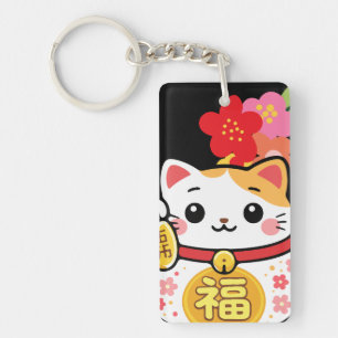 Porte-clefs Chat chanceux maneki Kawaii japonais
