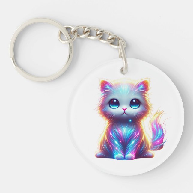 Porte-clefs Chat coloré délice (Devant)