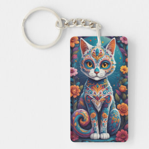 Porte-clefs Chat Crâne de Sucre