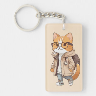 Porte-clefs Chat Cute Kawaii en tenue élégante