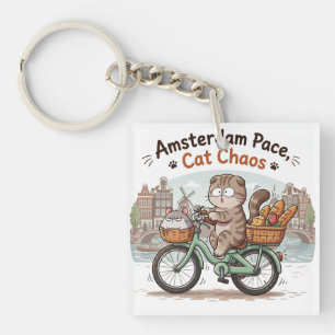 Porte-clefs Chat d'Amsterdam drôle