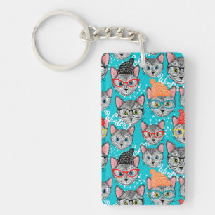 Porte-clefs Chat dans le casquette