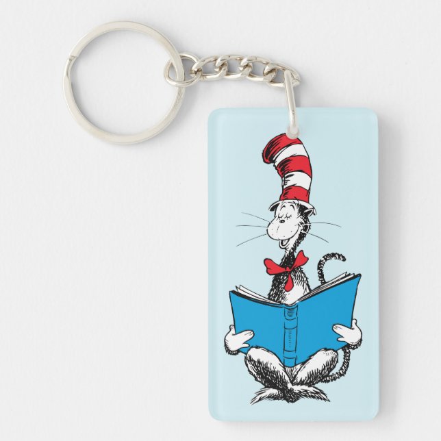 Porte-clefs Chat dans le chapeau en lecture (Devant)
