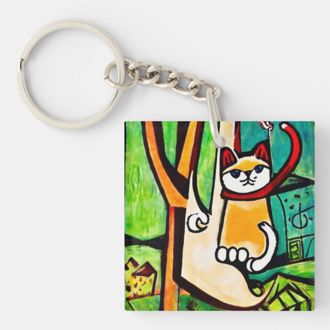 Porte-clefs Chat dans un arbre (Devant)