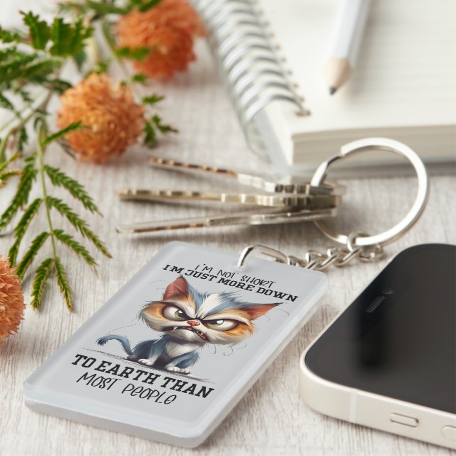 Porte-clefs Chat d'art mot amusant (Devant droit)