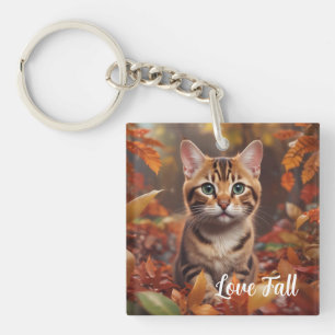 Porte-clefs Chat d'automne