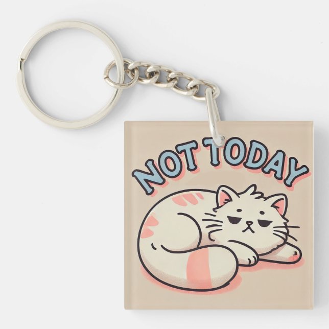 Porte-clefs Chat de dessin animé paresseux  (Devant)