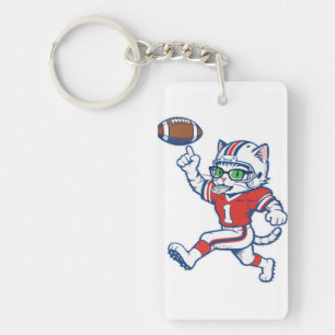 Porte-clefs Chat de foot drôle