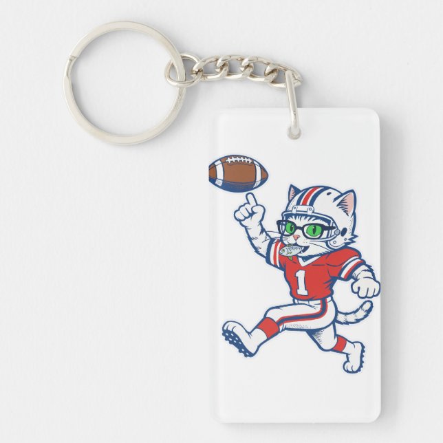 Porte-clefs Chat de foot drôle (Devant)