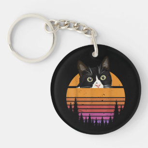 Porte-clefs Chat de style rétro Chat noir de style vintage Cha