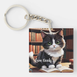 Porte-clefs Chat de temps de lecture