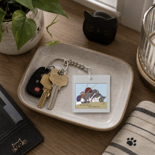 Porte-clefs Chat de tricot drôle Fil emmêlé Humour de loisirs